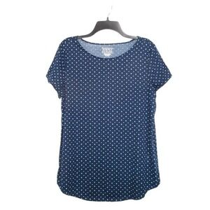Simply Styled Top Women Size XL Blue‎ Short Sleeve Round Neck Arrow Print Blouse